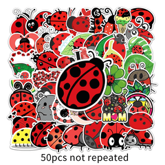 50pcs Ladybug Cartoon Waterproof Doodle Stickers