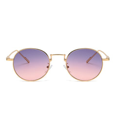 Ombre Lens Sunglasses Metal Round Frame Thin Temple Eyewear UV400