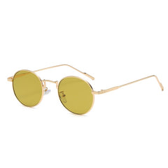 Ombre Lens Sunglasses Metal Round Frame Thin Temple Eyewear UV400