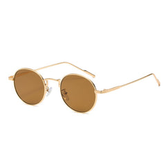 Ombre Lens Sunglasses Metal Round Frame Thin Temple Eyewear UV400