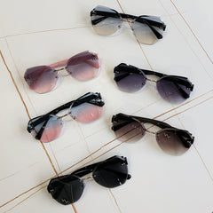 Rimless Ombre Lens Sunglasses Cut Edge Eyewear UV400