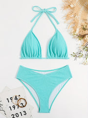 Sexy Bikini Set Women's Plus Halter Neck Bikini Two Piece Set