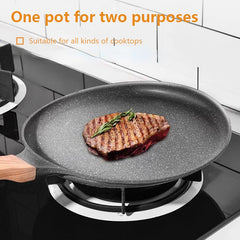 Nonstick Frying Pot Wooden Handle Induction Compatible Kitchenware