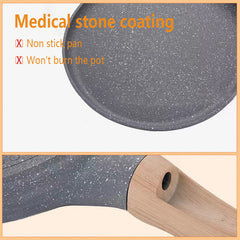Nonstick Frying Pot Wooden Handle Induction Compatible Kitchenware
