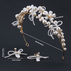 Bridal Floral Beads Tiara Hair Accessories Hair Comb Bridal Headpiece