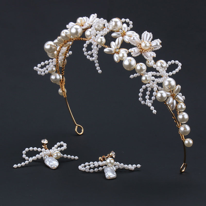 Bridal Floral Beads Tiara Hair Accessories Hair Comb Bridal Headpiece