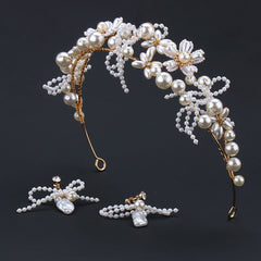 Bridal Floral Beads Tiara Hair Accessories Hair Comb Bridal Headpiece