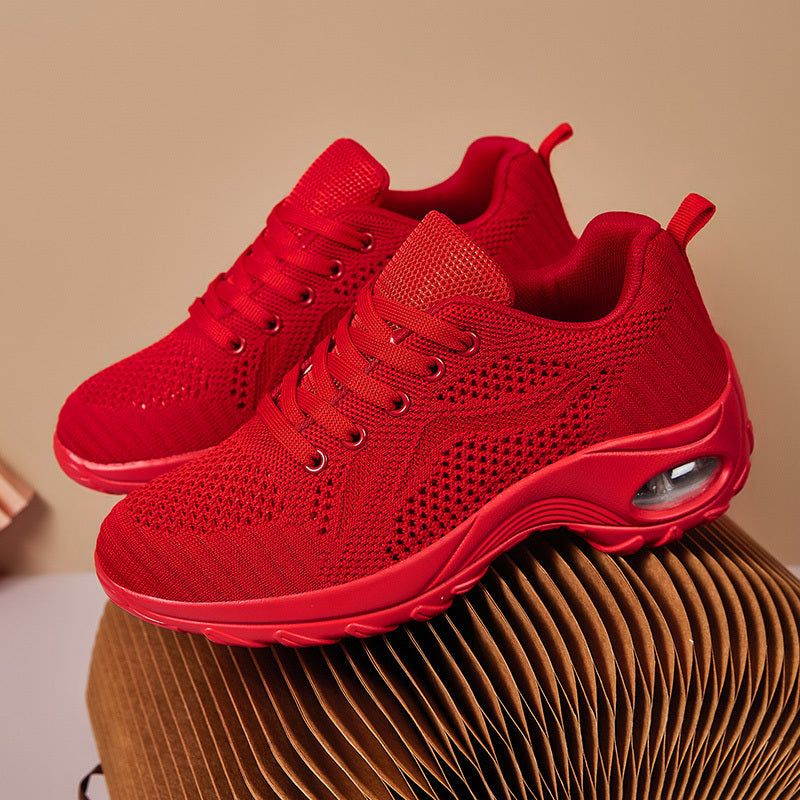 Women's Air Cushion Sole Sneakers Lace Up Running Shoes