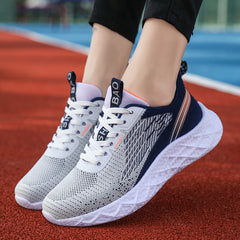 Breathable Mesh Non-slip Sneakers Lace-up Flat Running Shoes Women's