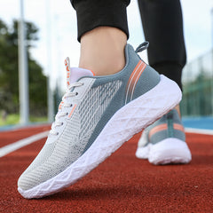 Breathable Mesh Non-slip Sneakers Lace-up Flat Running Shoes Women's
