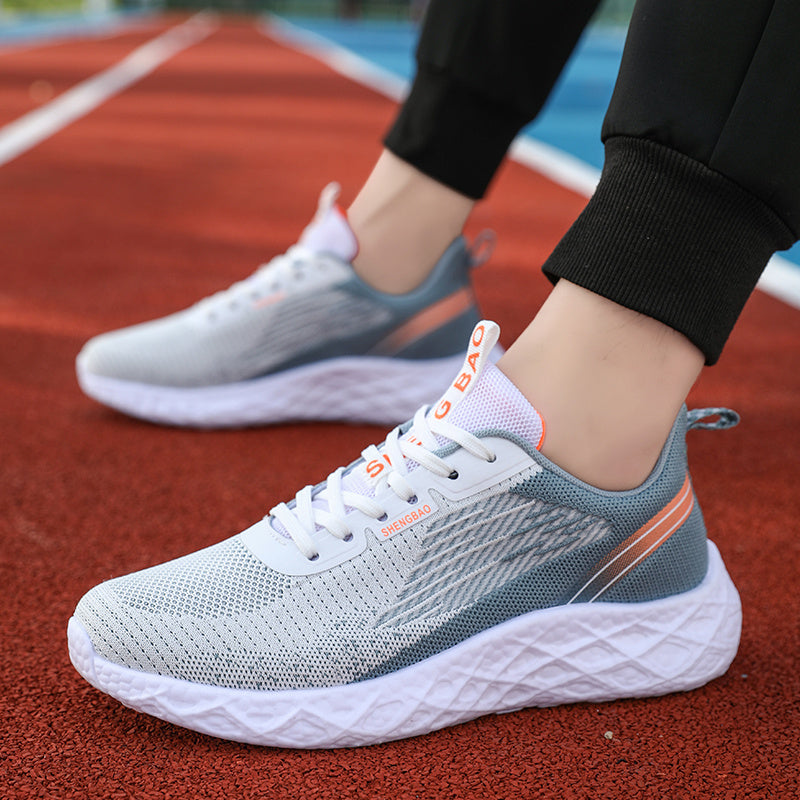 Breathable Mesh Non-slip Sneakers Lace-up Flat Running Shoes Women's