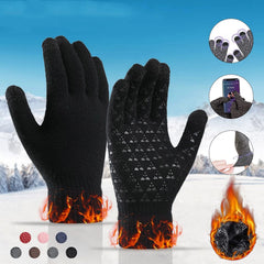 Winter Knitted Gloves Touch Screen Unisex Thicken Wool Mitten Outdoors Non slip