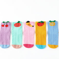 5 Pairs Kids Fruit Pattern Cotton Ankle Socks for Girls