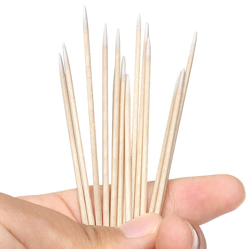 100pcs Long Wooden Swabs for Makeup & Cosmetic Remover Tool