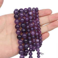 Natural Amethyst Stone Beads 6 8 10mm Round Shape Crystal Loose Spacer Beads
