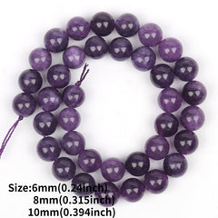 Natural Amethyst Stone Beads 6 8 10mm Round Shape Crystal Loose Spacer Beads