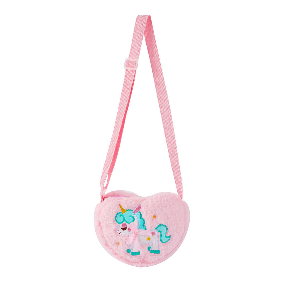 Plush Unicorn Embroidery Tie Dye Messenger Bag Shoulder Bag