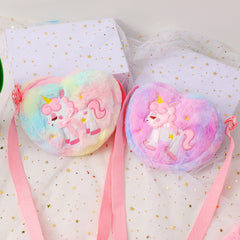 Plush Unicorn Embroidery Tie Dye Messenger Bag Shoulder Bag