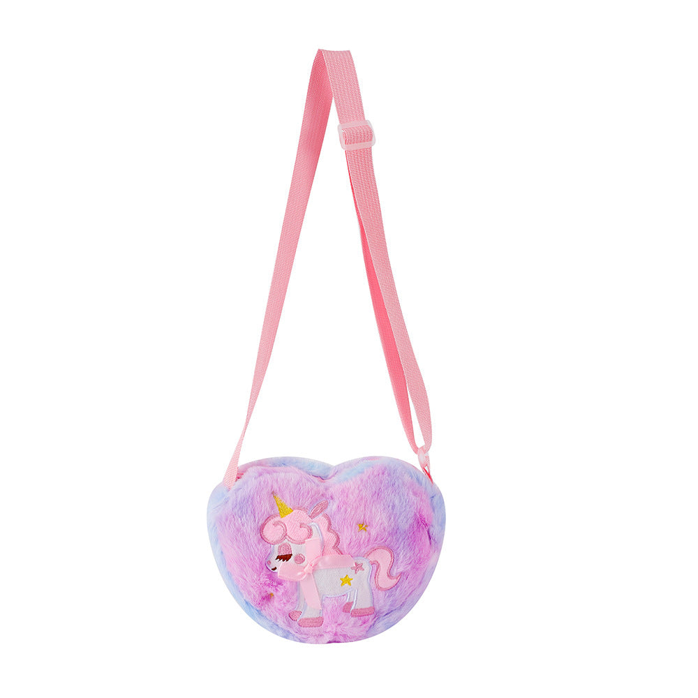 Plush Unicorn Embroidery Tie Dye Messenger Bag Shoulder Bag