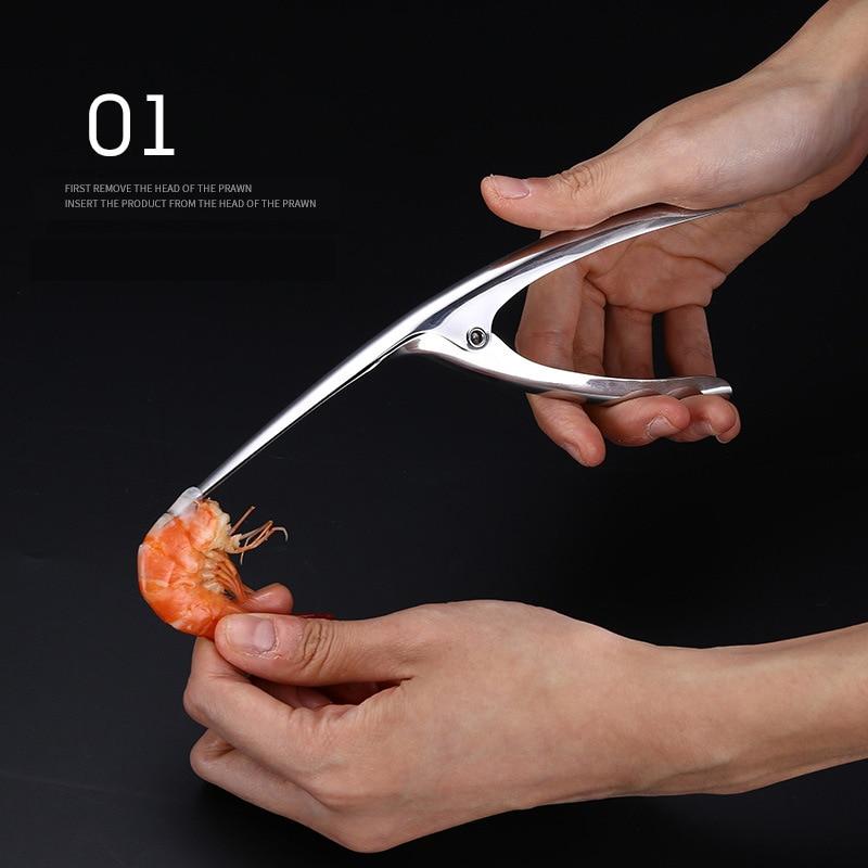 2pcs Stainless Steel Shrimp Peeling Deveining Seafood Prawn Curved Peeler
