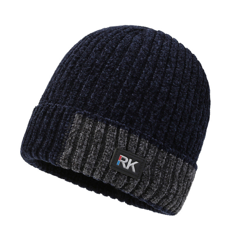 Mens Woolen Hat Thick Knitted Ear Mufflers Outdoor Hat