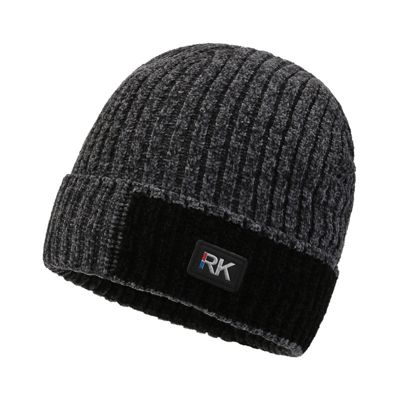 Mens Woolen Hat Thick Knitted Ear Mufflers Outdoor Hat
