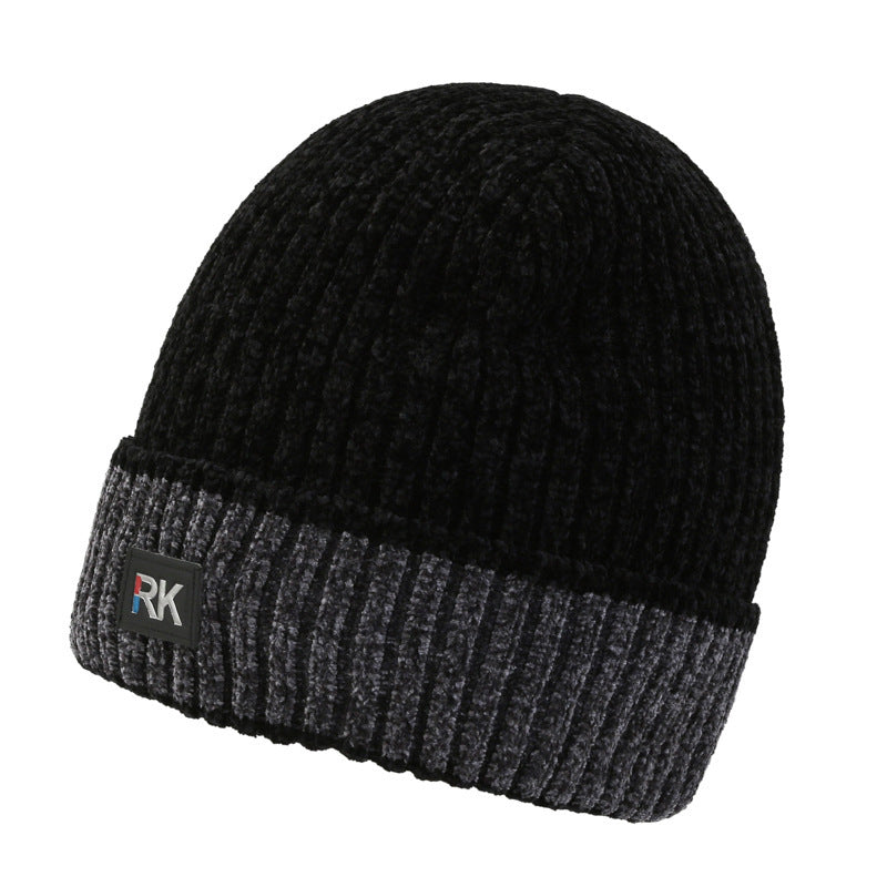 Mens Woolen Hat Thick Knitted Ear Mufflers Outdoor Hat