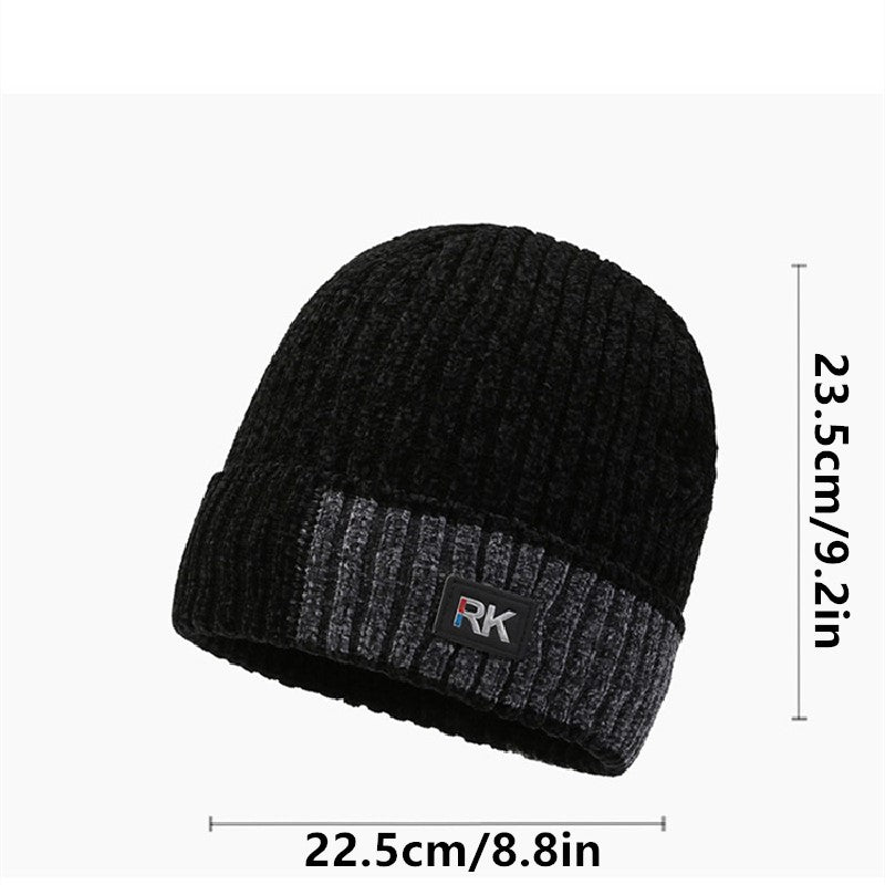 Mens Woolen Hat Thick Knitted Ear Mufflers Outdoor Hat