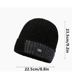Mens Woolen Hat Thick Knitted Ear Mufflers Outdoor Hat