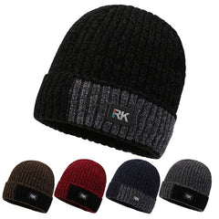 Mens Woolen Hat Thick Knitted Ear Mufflers Outdoor Hat