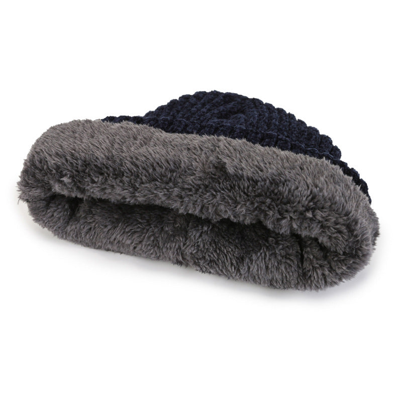 Mens Woolen Hat Thick Knitted Ear Mufflers Outdoor Hat