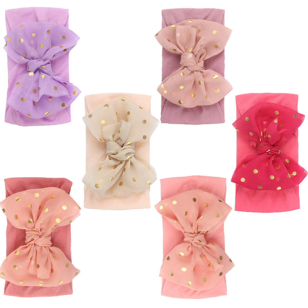 Baby Girls Headbands Polka Dots Bows Elastics Hairbands Head Wrap Headwear