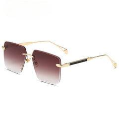 Vintage Rimless Rectangle Sunglasses Lightweight Metal Frame