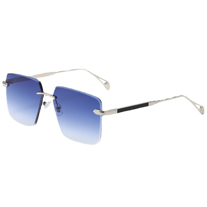 Vintage Rimless Rectangle Sunglasses Lightweight Metal Frame