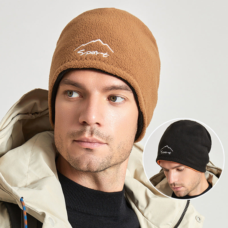 Men's Reversible Winter Beanie Cap Polar Fleece Hat