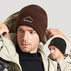 Men's Reversible Winter Beanie Cap Polar Fleece Hat