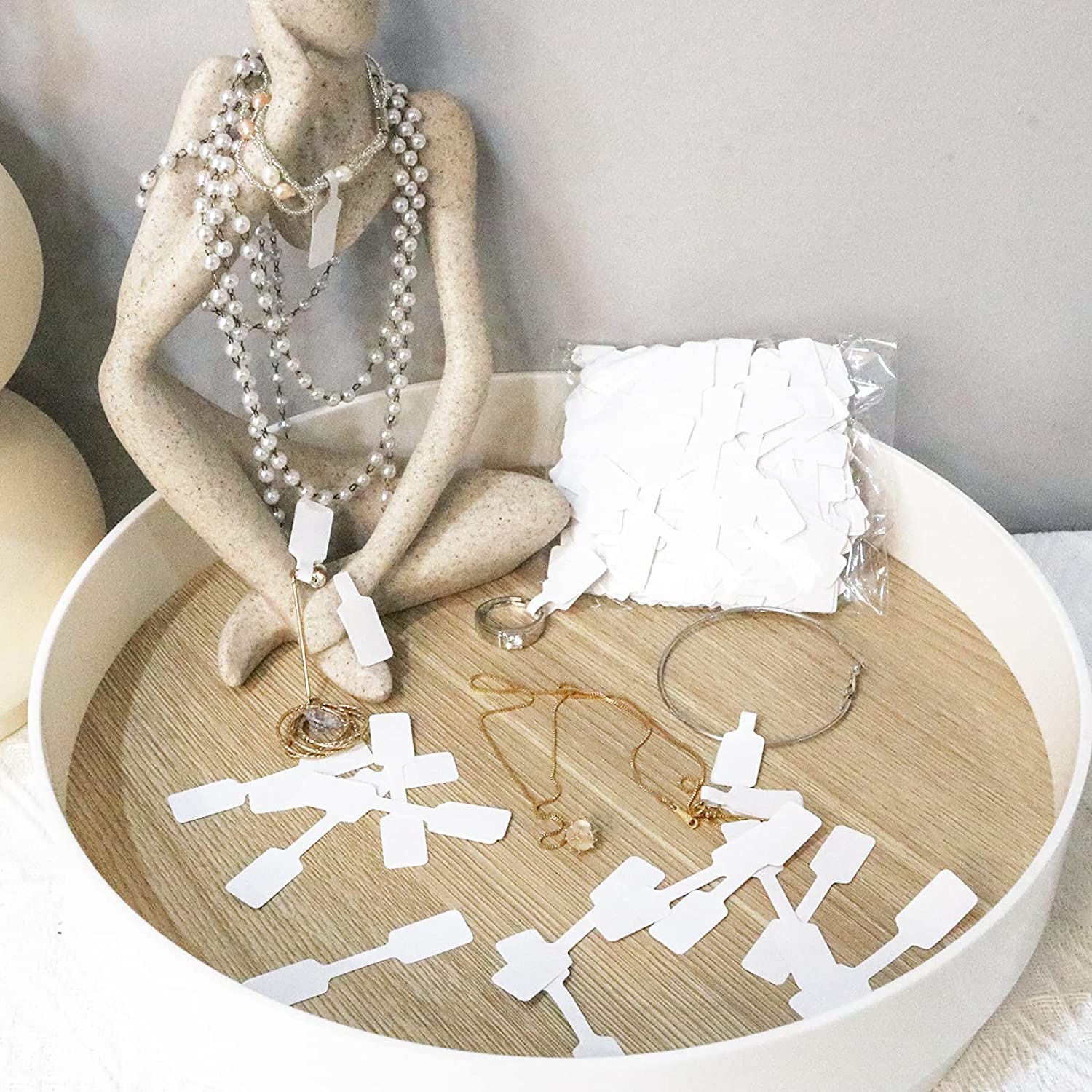 100 Pieces Jewelry Tags Pricing Self Adhesive Blank Necklace Earring Identify