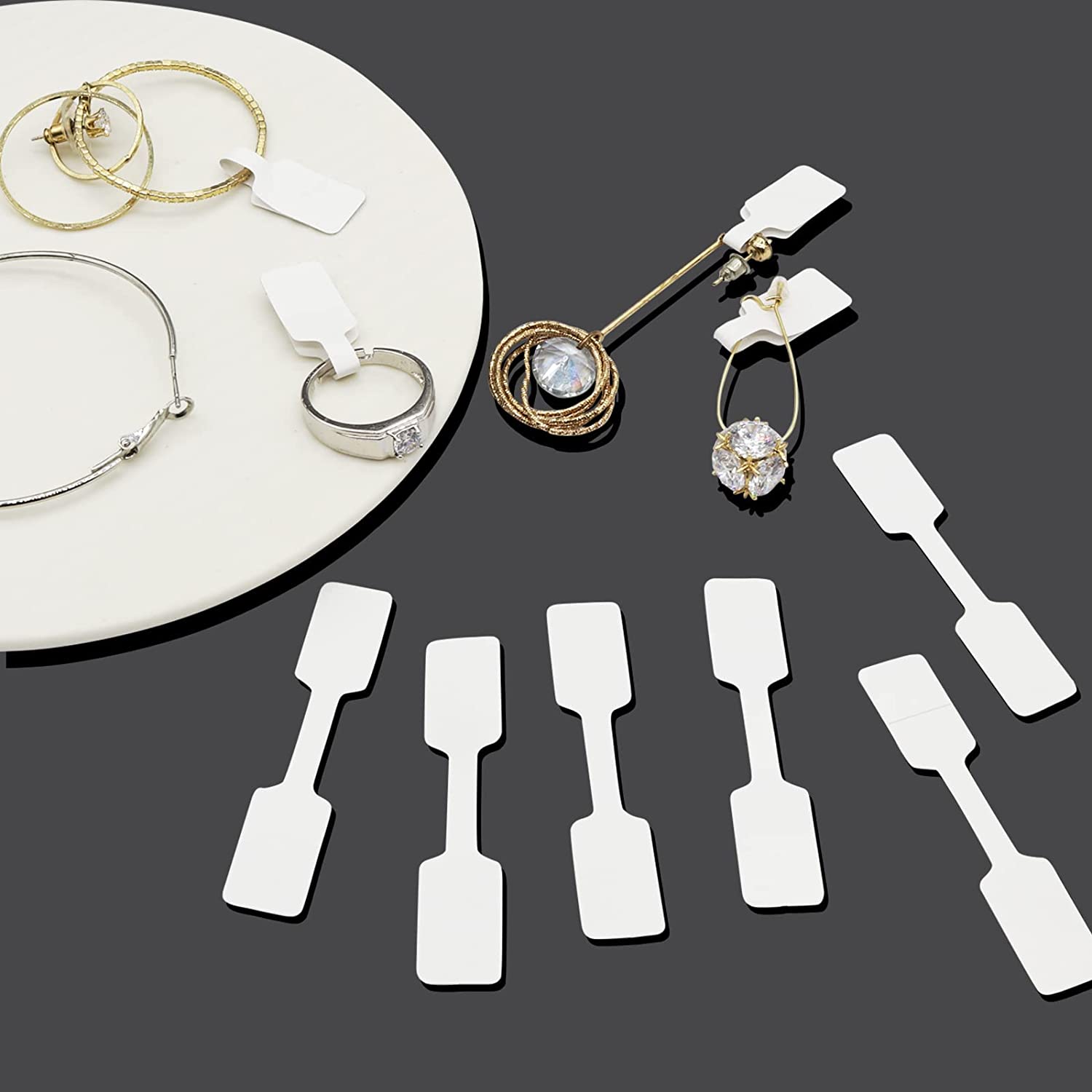 100 Pieces Jewelry Tags Pricing Self Adhesive Blank Necklace Earring Identify