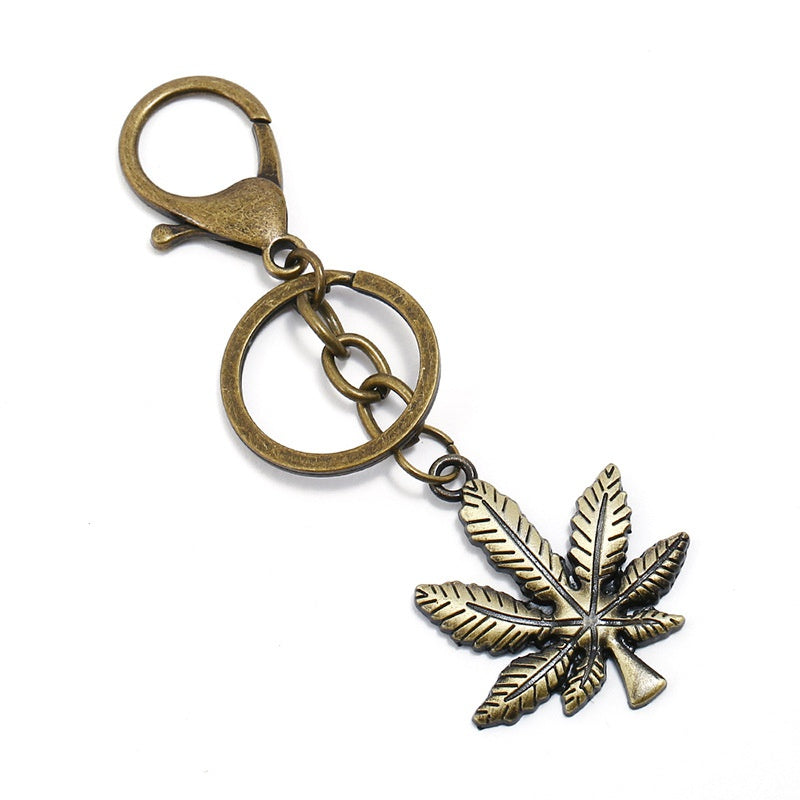 Alloy Leaf Glasses Feather Key Chain Creative Small Gift Bag Pendant