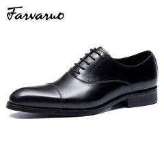 FARVARWO Men's Leather Cap Toe Oxford Dress Shoes