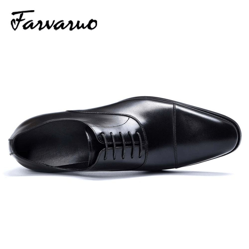 FARVARWO Men's Leather Cap Toe Oxford Dress Shoes