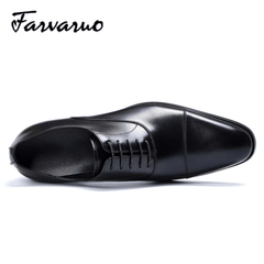 FARVARWO Men's Leather Cap Toe Oxford Dress Shoes