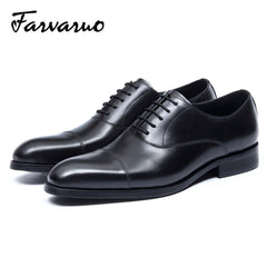 FARVARWO Men's Leather Cap Toe Oxford Dress Shoes