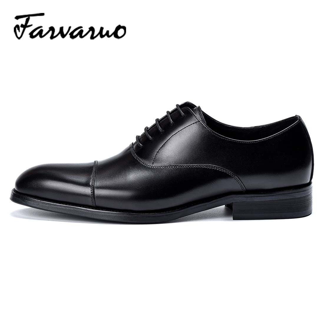 FARVARWO Men's Leather Cap Toe Oxford Dress Shoes
