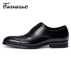 FARVARWO Men's Leather Cap Toe Oxford Dress Shoes