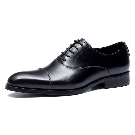 FARVARWO Men's Leather Cap Toe Oxford Dress Shoes