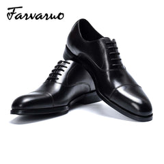 FARVARWO Men's Leather Cap Toe Oxford Dress Shoes