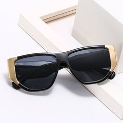 Personality Thick Frame Metal Visor Sunglasses