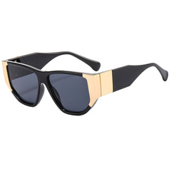 Personality Thick Frame Metal Visor Sunglasses