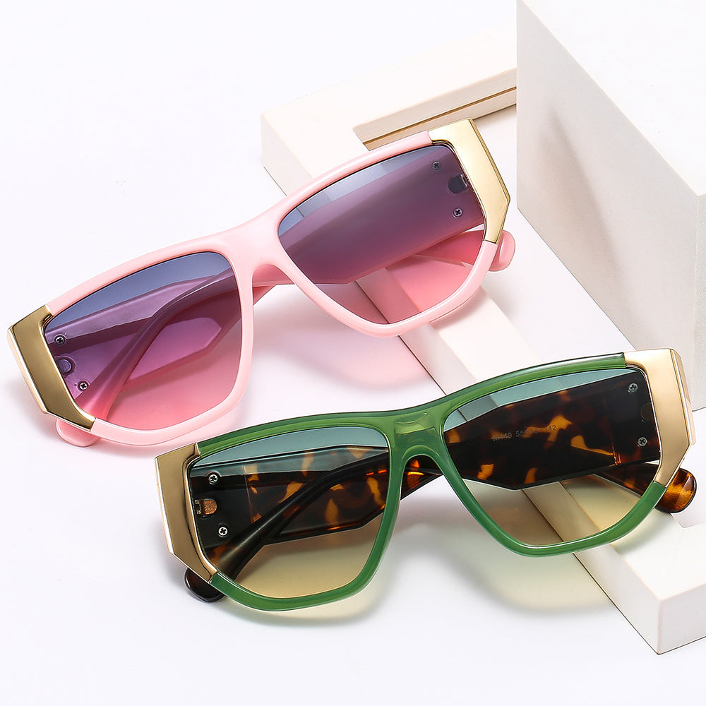 Personality Thick Frame Metal Visor Sunglasses